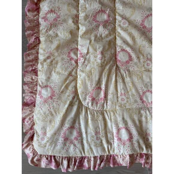 Carousel Design Juliet Pink Cream Toile Shabby Chic Crib Quilt Nursery Comforter - Picture 3 of 6